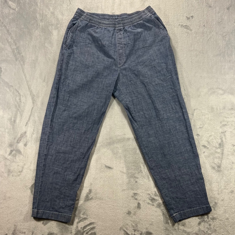 UNIQLO Chambray Easy Relaxed Pants Women XL Blue 372-446754 Stretch Casual Pant